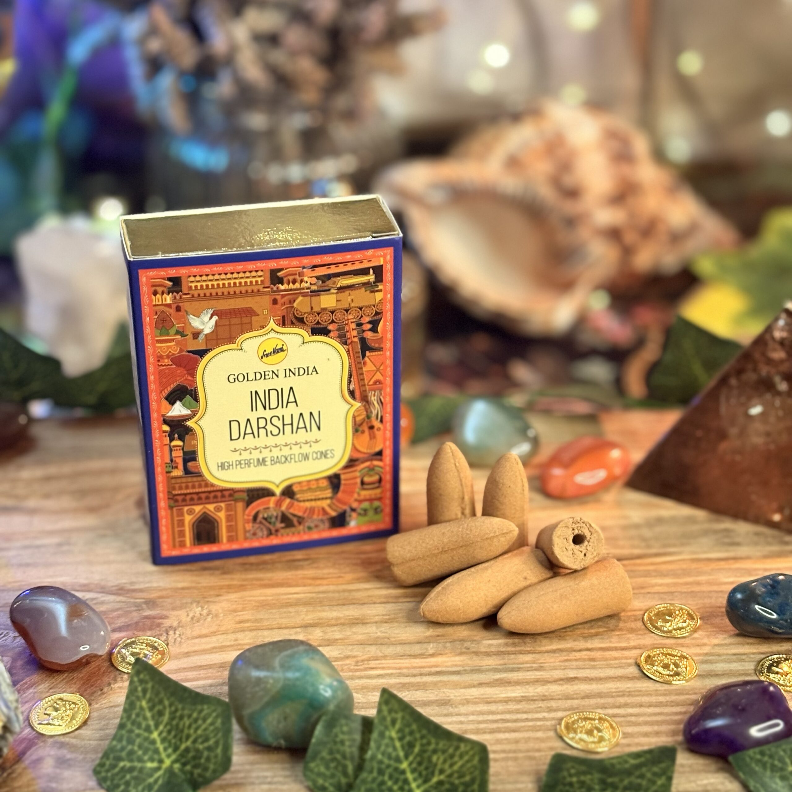 Incenso Cone Golden India India Darshan
